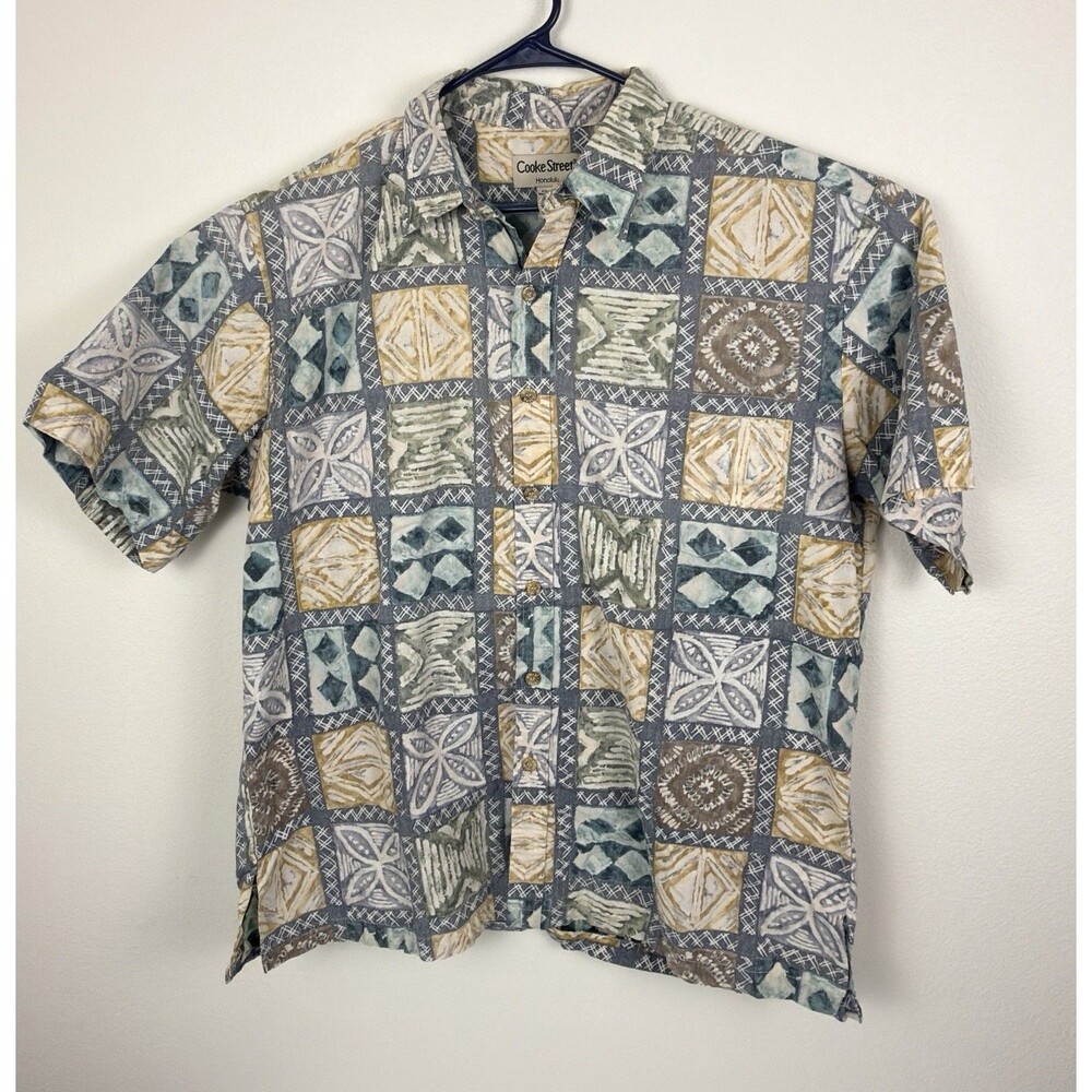 Vintage Cooke Street Honolulu Hawaiian Shirt Mens XL Made in Hawaiia Tapa Cotton